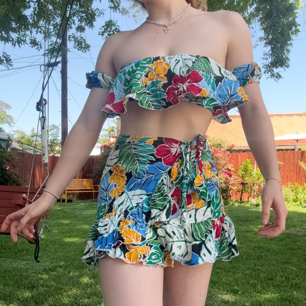 Floral Off-Shoulder Two-Piece Set